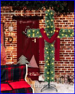 5 Ft Cross Christmas Tree with Light Prelit Christmas Tree with Rattan Christ Cr