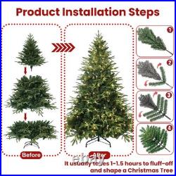 5 ft Prelit Artificial Christmas Tree XMAS Fir Tree & 300 Lights 1528 PE&PVC Tip