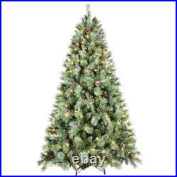 5ft Pre-Lit Christmas Tree with200 LED Lights, 694 PVC/Pine Needles Tips&Pinecone