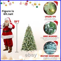 5ft Pre-Lit Christmas Tree with200 LED Lights, 694 PVC/Pine Needles Tips&Pinecone