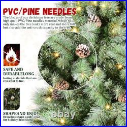 5ft Pre-Lit Christmas Tree with200 LED Lights, 694 PVC/Pine Needles Tips&Pinecone