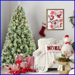 5ft Pre-Lit Christmas Tree with200 LED Lights, 694 PVC/Pine Needles Tips&Pinecone