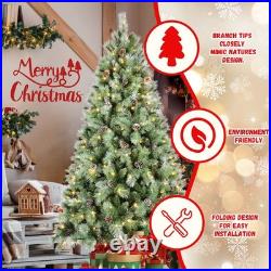 5ft Pre-Lit Christmas Tree with200 LED Lights, 694 PVC/Pine Needles Tips&Pinecone