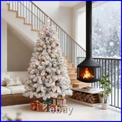 5ft Pre-Lit Snow Flocked Artificial Full Christmas Tree Pine Tree with 300 Light