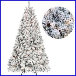 5ft Pre-Lit Snow Flocked Artificial Full Christmas Tree Pine Tree with 300 Light