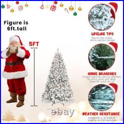 5ft Pre-Lit Snow Flocked Artificial Full Christmas Tree Pine Tree with 300 Light