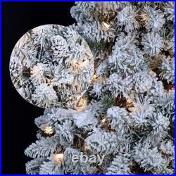 5ft Pre-Lit Snow Flocked Artificial Full Christmas Tree Pine Tree with 300 Light