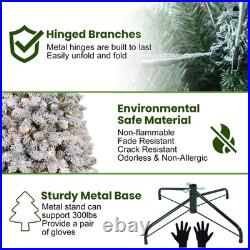 5ft Pre-Lit Snow Flocked Artificial Full Christmas Tree Pine Tree with 300 Light