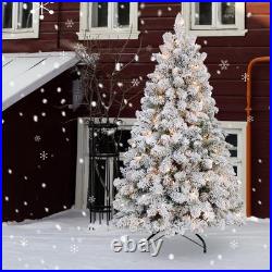 5ft Pre-Lit Snow Flocked Artificial Full Christmas Tree Pine Tree with 300 Light