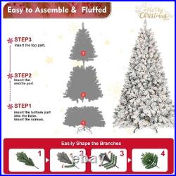 5ft Pre-Lit Snow Flocked Artificial Full Christmas Tree Pine Tree with 300 Light