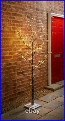5ft Snowy Effect Warm White Twig Tree Pre-lit 96 LED XMAS Lights Indoor/Outdoor
