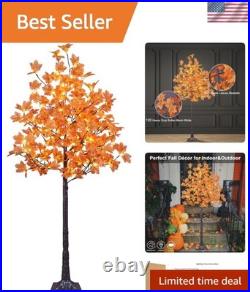 6FT 120LED Artificial Lighted Maple Tree Warm White Fall Decorations Indoor O