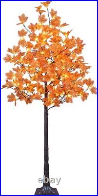 6FT 120LED Artificial Lighted Maple Tree Warm White Fall Decorations Indoor O