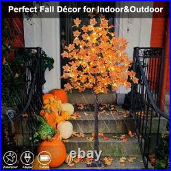 6FT 120LED Artificial Lighted Maple Tree Warm White Fall Decorations Indoor O