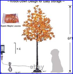 6FT 120LED Artificial Lighted Maple Tree Warm White Fall Decorations Indoor O