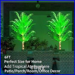 6FT 141 LED Lighted Palm Trees for Outside Patio, Artificial Palm Trees Light