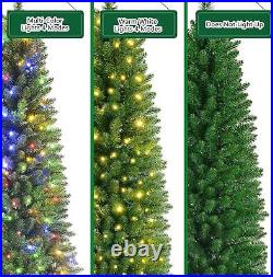 6FT Artificial Christmas Pencil Tree with Remote Control + White/Multi-Color Light