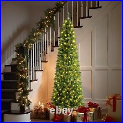 6FT Artificial Christmas Pencil Tree with Remote Control + White/Multi-Color Light