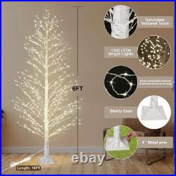 6FT Enchanting Birch Tree with 1300 LED Lights, Twinkle Light White Christmas