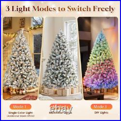 6FT Flocked Pre-Lit Christmas Tree with 350 RGBW LED Lights, App Control