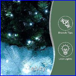 6FT Hinged Fir Artificial Fir Bent Top Christmas Tree Santa Hat Style LED Lights