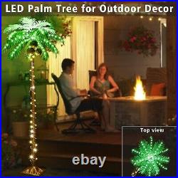6FT LED Lighted Palm Tree with Coconuts Outdoor Artificial Palm Tree Tropical