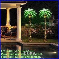 6FT LED Lighted Palm Tree with Coconuts Outdoor Artificial Palm Tree Tropical