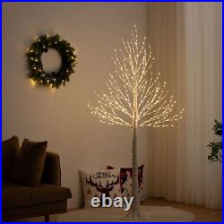 6FT Lighted Birch Christmas Tree with 368LT Warm White LED Artificial Decor New