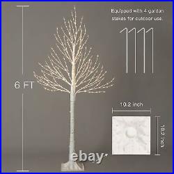 6FT Lighted Birch Christmas Tree with 368LT Warm White LED Artificial Decor New