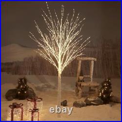 6FT Lighted Birch Tree 840 LEDs Warm White Lights with Twinkle Lights, LED