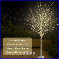 6FT Lighted Birch Tree 840 Leds Warm White Lights with Twinkle Lights, LED Artif