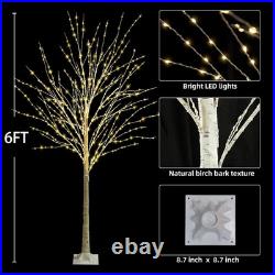 6FT Lighted Birch Tree 840 Leds Warm White Lights with Twinkle Lights, LED Artif