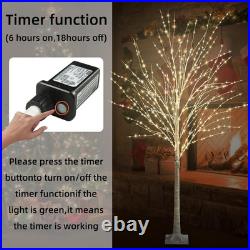 6FT Lighted Birch Tree 840 Leds Warm White Lights with Twinkle Lights, LED Artif