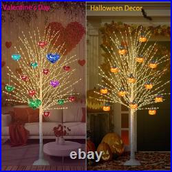 6FT Lighted Birch Tree, Birch Tree with 880 LED Lights, 8 Twinkling Modes and Ti