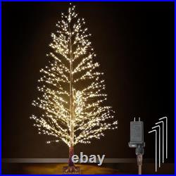 6FT Lighted Birch Tree with 1300 LED Lights, Twinkle Light Brown Christmas Tree