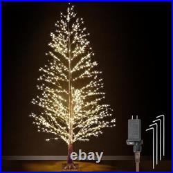 6FT Lighted Birch Tree with 1300 LED Lights, Twinkle Light Brown Christmas Tree