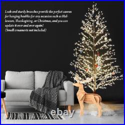6FT Lighted Birch Tree with 1300 LED Lights, Twinkle Light Brown Christmas Tree