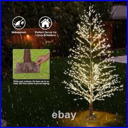 6FT Lighted Birch Tree with 1300 LED Lights, Twinkle Light Brown Christmas Tree
