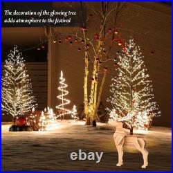 6FT Lighted Birch Tree with 1300 LED Lights, Twinkle Light Brown Christmas Tree