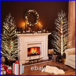 6FT Lighted Birch Tree with 1300 LED Lights, Twinkle Light Brown Christmas Tree