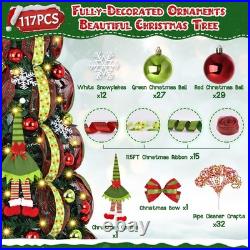 6FT Pop Up Christmas Tree with 8 Mode 180 Warm Lights, Collapsible Foldable C