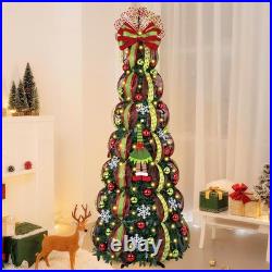 6FT Pop Up Christmas Tree with 8 Mode 180 Warm Lights, Collapsible Foldable C