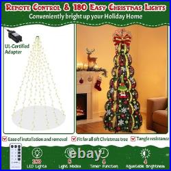 6FT Pop Up Christmas Tree with 8 Mode 180 Warm Lights, Collapsible Foldable C
