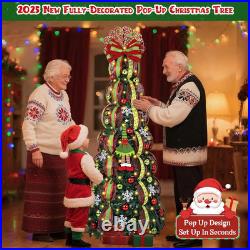 6FT Pop up Christmas Tree with 8 Mode 180 Warm Lights, Collapsible Foldable Chri