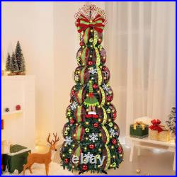 6FT Pop up Christmas Tree with 8 Mode 180 Warm Lights, Collapsible Foldable Chri