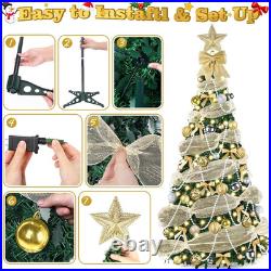 6FT Pop up Christmas Tree with Lights, Collapsible Artificial Christmas Tree wit