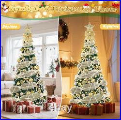 6FT Pop up Christmas Tree with Lights, Collapsible Artificial Christmas Tree wit