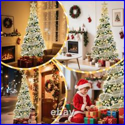 6FT Pop up Christmas Tree with Lights, Collapsible Artificial Christmas Tree wit