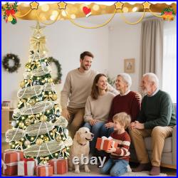 6FT Pop up Christmas Tree with Lights, Collapsible Artificial Christmas Tree wit