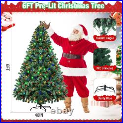 6FT Pre-Lit Artificial Christmas Tree with Remote, 250 Lights & 1000 Branch Tips